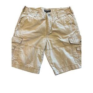 Express Mens 30 Utility Khaki Cargo Shorts Tan Heavy Duty Cotton Gorpcore EUC